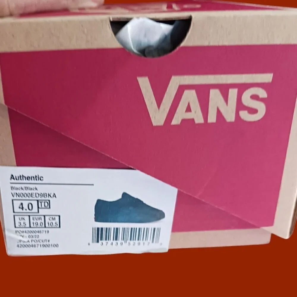 Vans Toddler Authentic Black Canvas Sneakers Size 4.0 Toddler